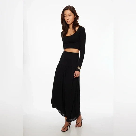 🆕 BNWT Dynamite Mixed Media Drop Waist Maxi Skirt - Picture 3 of 5